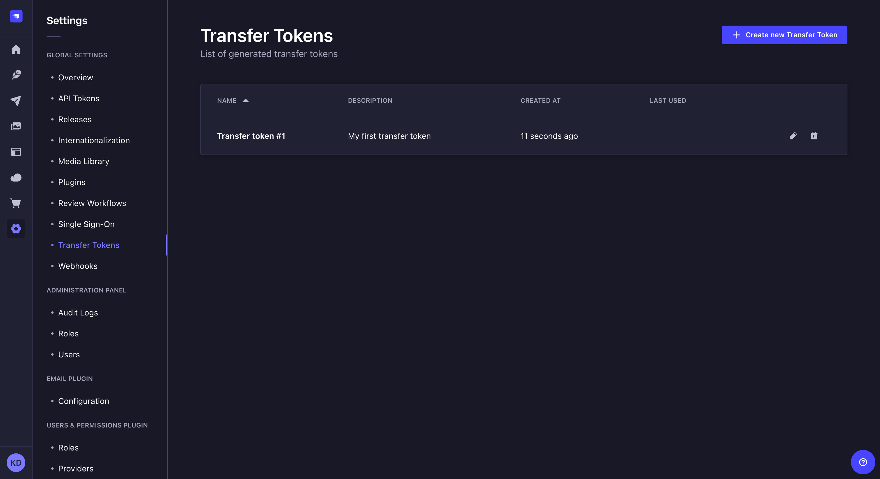 Transfer tokens